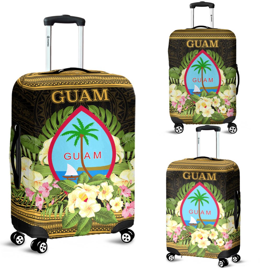 Guam Luggage Covers - Polynesian Gold Patterns Collection Black - Polynesian Pride