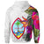 Guam Hoodie Hibiscus Polynesian White pattern - Polynesian Pride