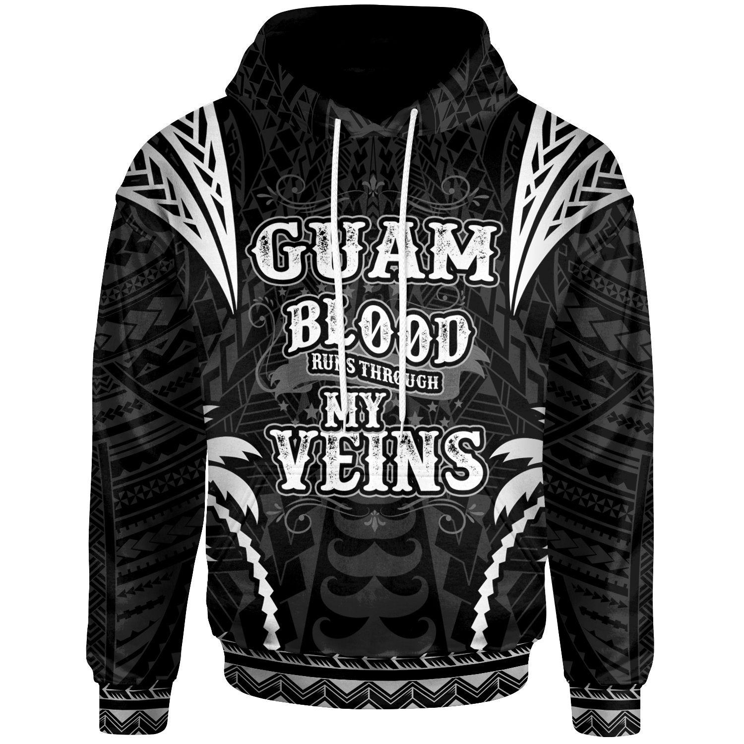 Guam Hoodie Blood Runs Through My Veins Style Black Unisex Black - Polynesian Pride