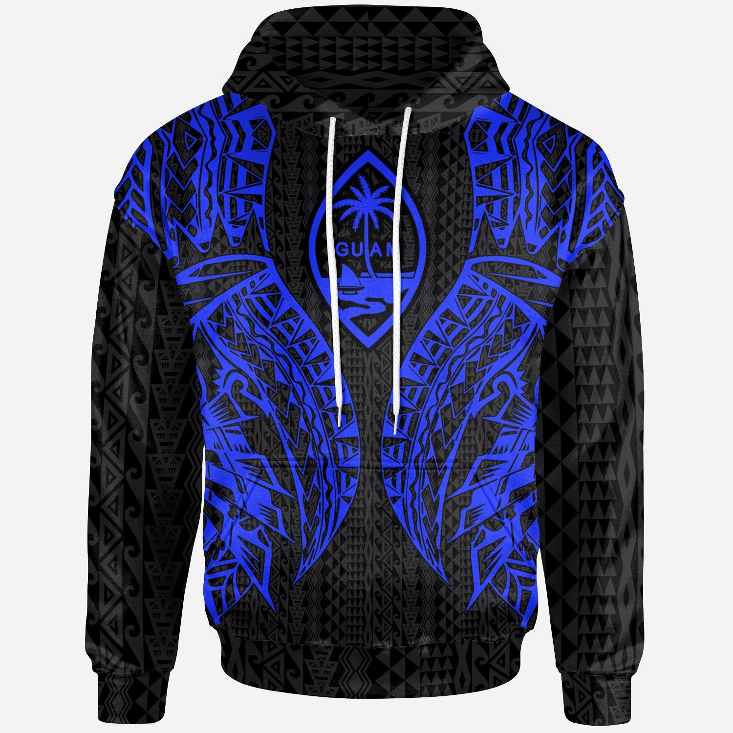 Guam Hoodie Polynesian Lion Head Blue Style Unisex Blue - Polynesian Pride