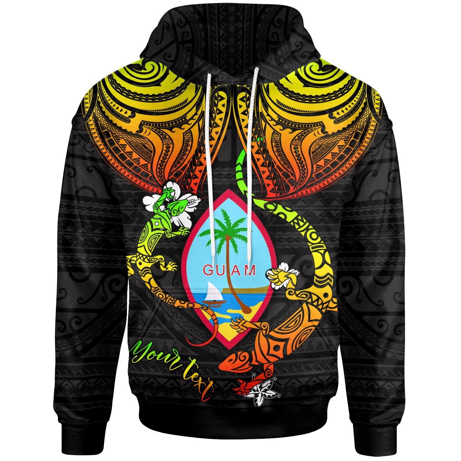 Guam Custom Hoodie Lizard Good Chest Unisex Reggae - Polynesian Pride