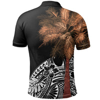 Guam Polo Shirt Guahan Palm Tree Polynesian Pattern Black - Polynesian Pride