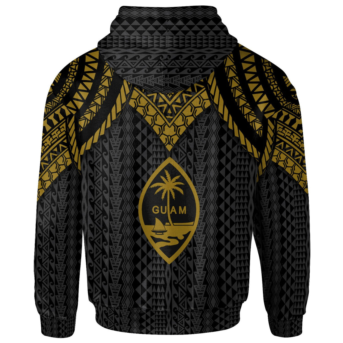 Guam Custom Zip up Hoodie Polynesian Armor Style Gold - Polynesian Pride