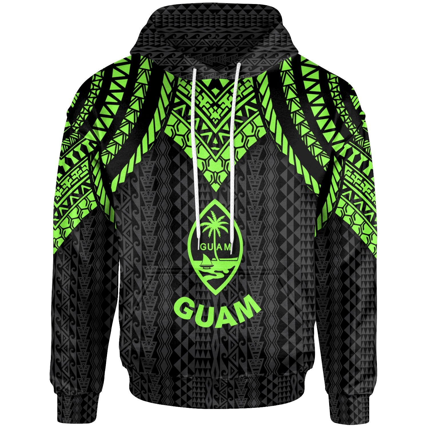 Guam Hoodie Polynesian Armor Style Green Unisex Green - Polynesian Pride