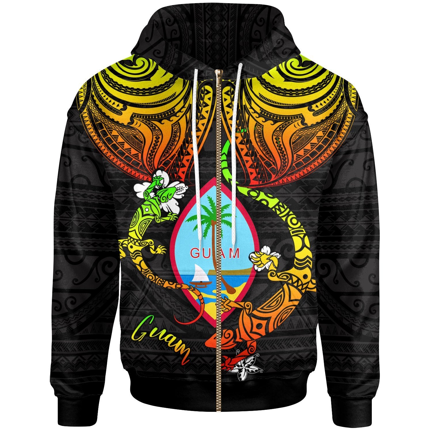 Guam Hoodie Lizard Good Chest Unisex Reggae - Polynesian Pride