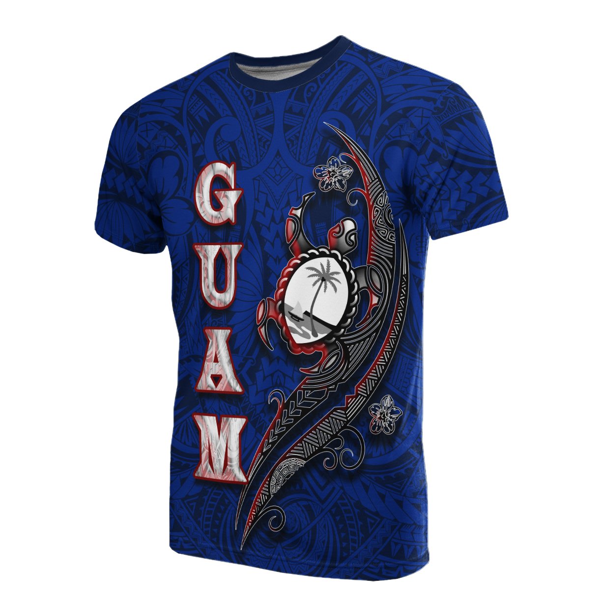 Guam T Shirt Turtle Waving Unisex Blue - Polynesian Pride