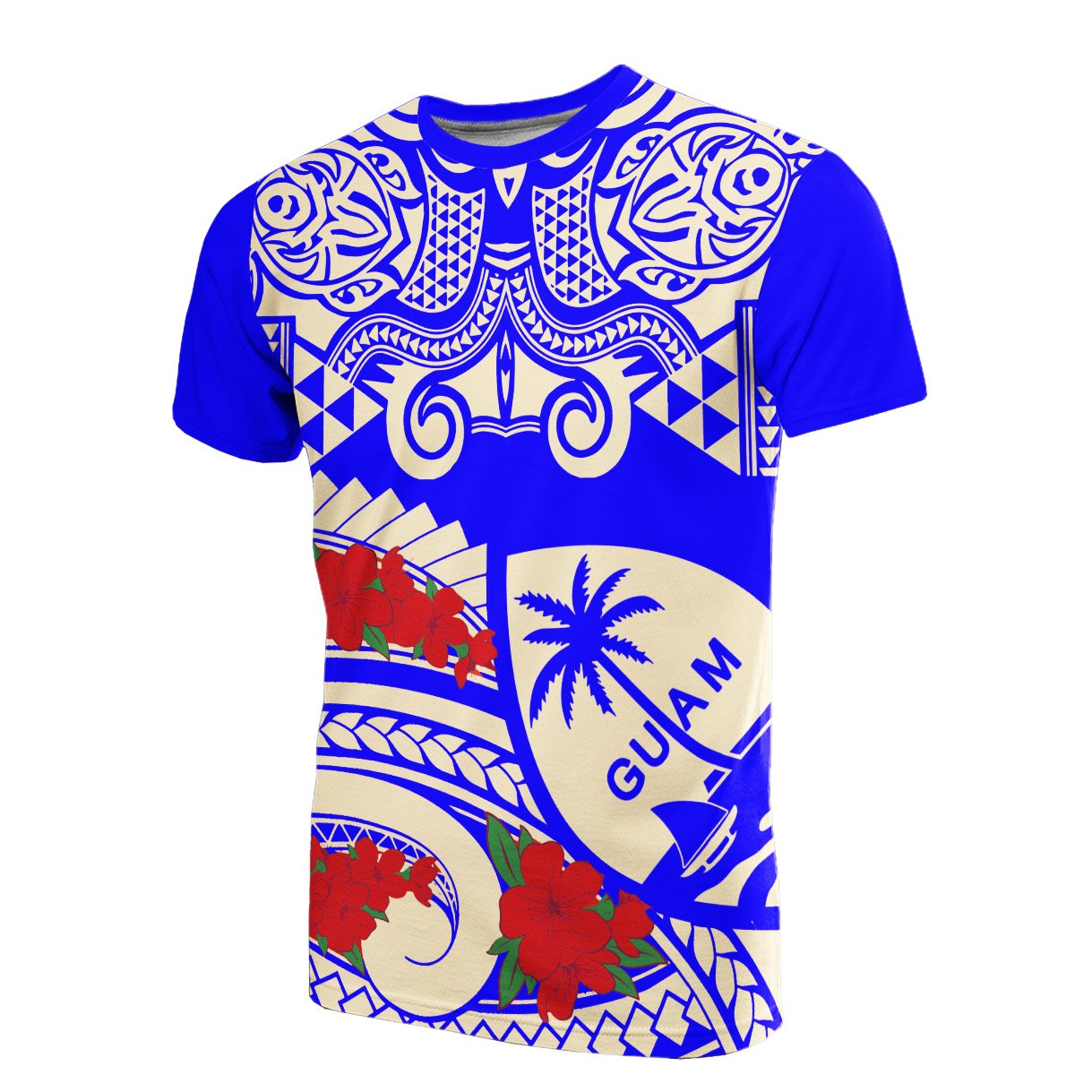 Guam T Shirt Polynesian Pattern Vintage Style Blue Color Unisex Blue - Polynesian Pride