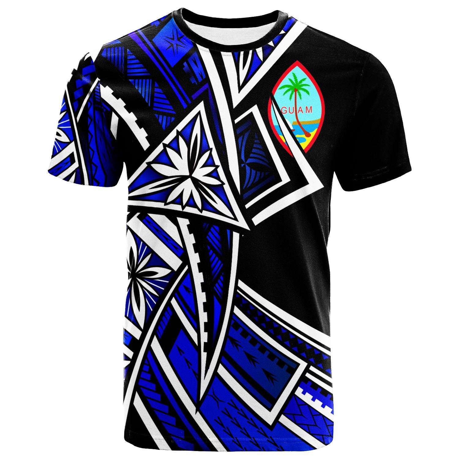 GuamT Shirt Tribal Flower Special Pattern Blue Color Unisex Blue - Polynesian Pride