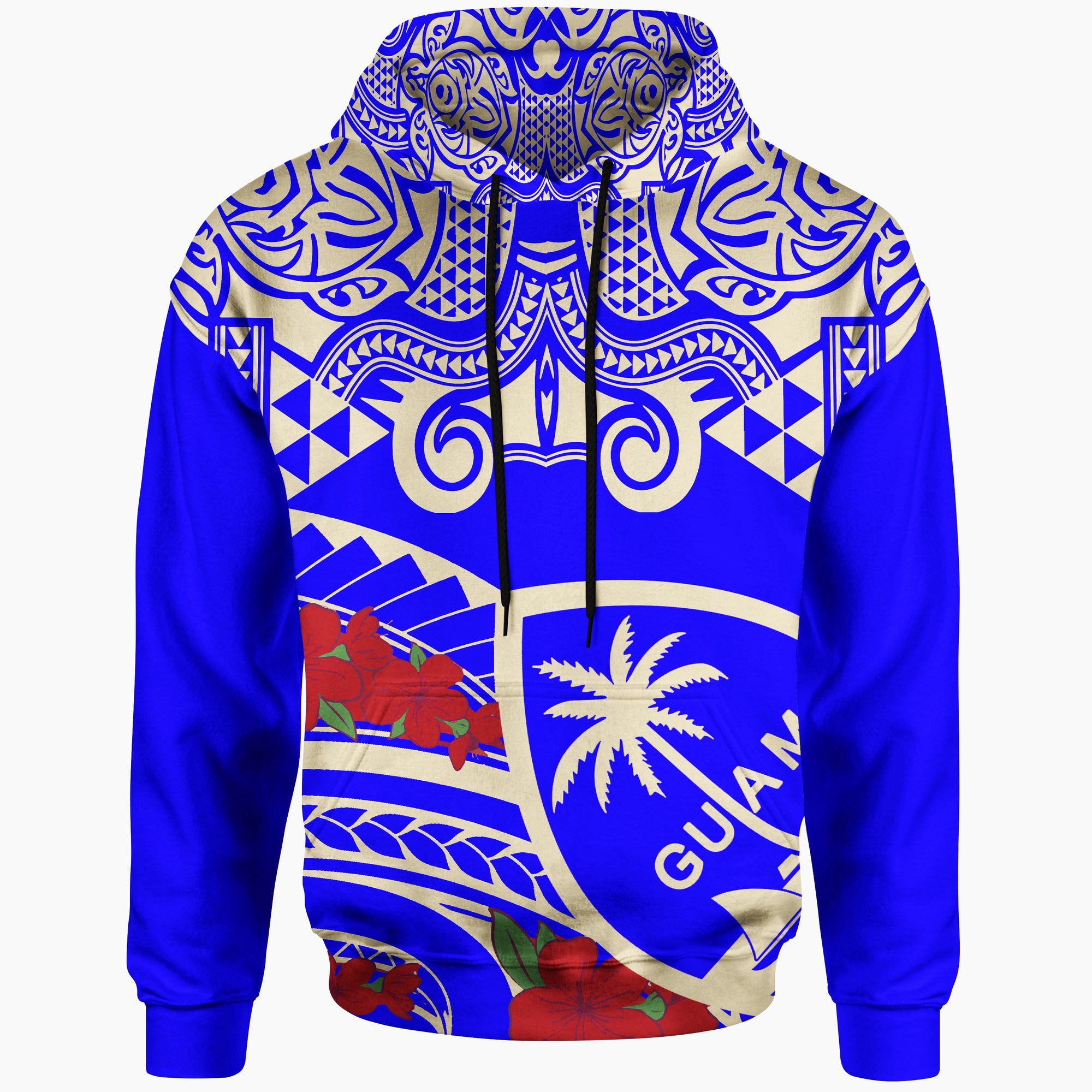 Guam Hoodie Polynesian Pattern Vintage Style Blue Color Unisex Blue - Polynesian Pride