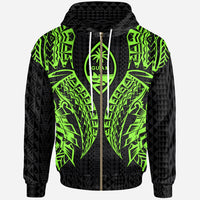 Guam Zip up Hoodie Polynesian Lion Head Green Style Unisex Green - Polynesian Pride