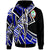 Guam Zip up Hoodie Tribal Flower Special Pattern Blue Color Unisex Blue - Polynesian Pride