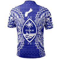 Guam Polo Shirt Guahan Coat Of Arms Map Polynesian Tattoo Blue - Polynesian Pride
