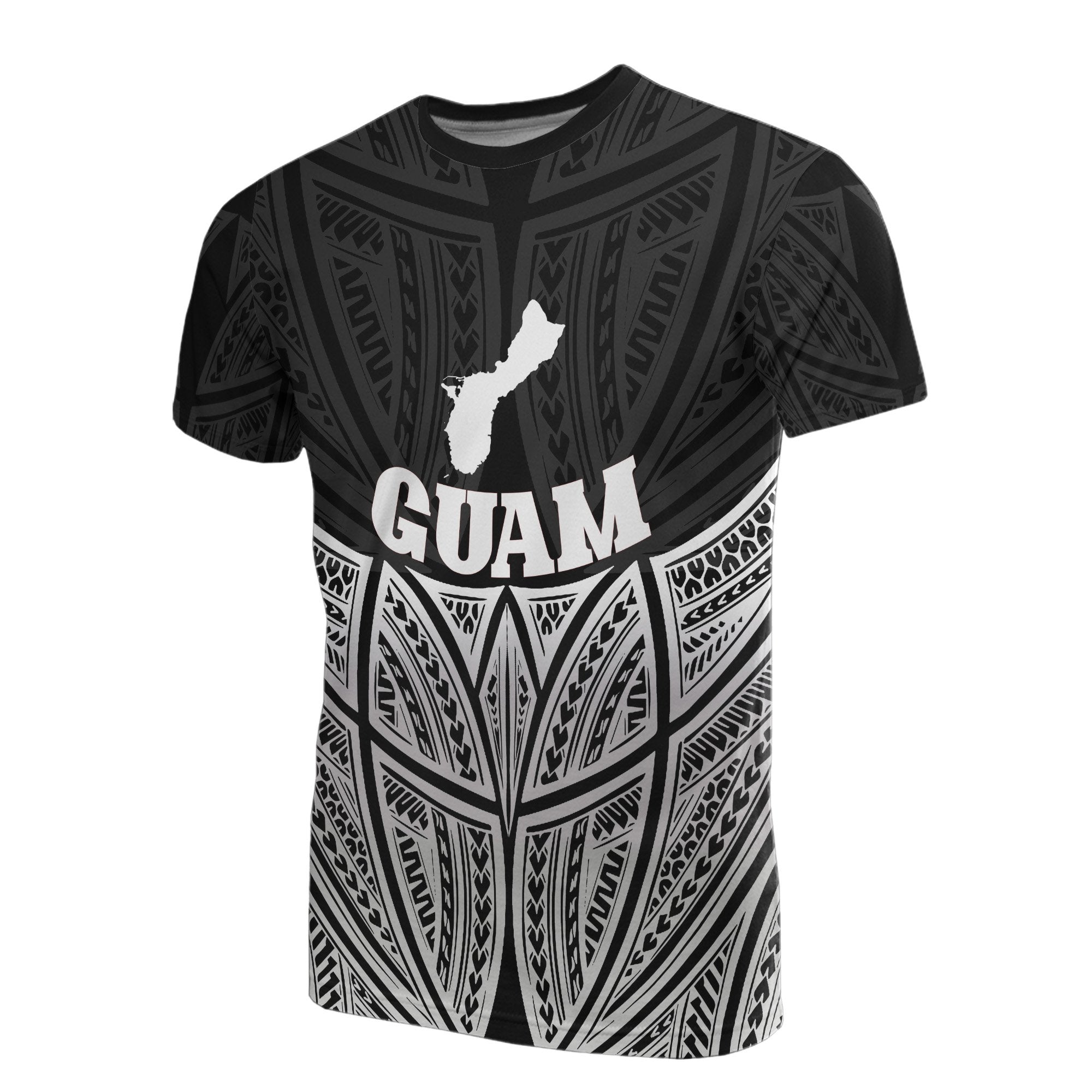 Guam Polynesian T Shirt Black Pride Map and Seal Unisex Black - Polynesian Pride