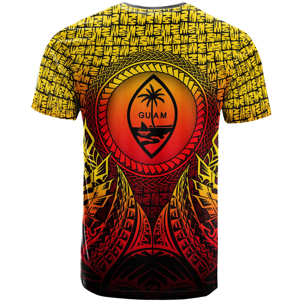 Guam T Shirt Circle Pattern Yellow - Polynesian Pride