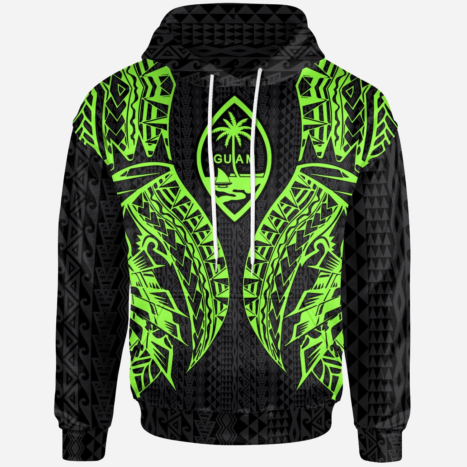 Guam Hoodie Polynesian Lion Head Green Style Unisex Green - Polynesian Pride