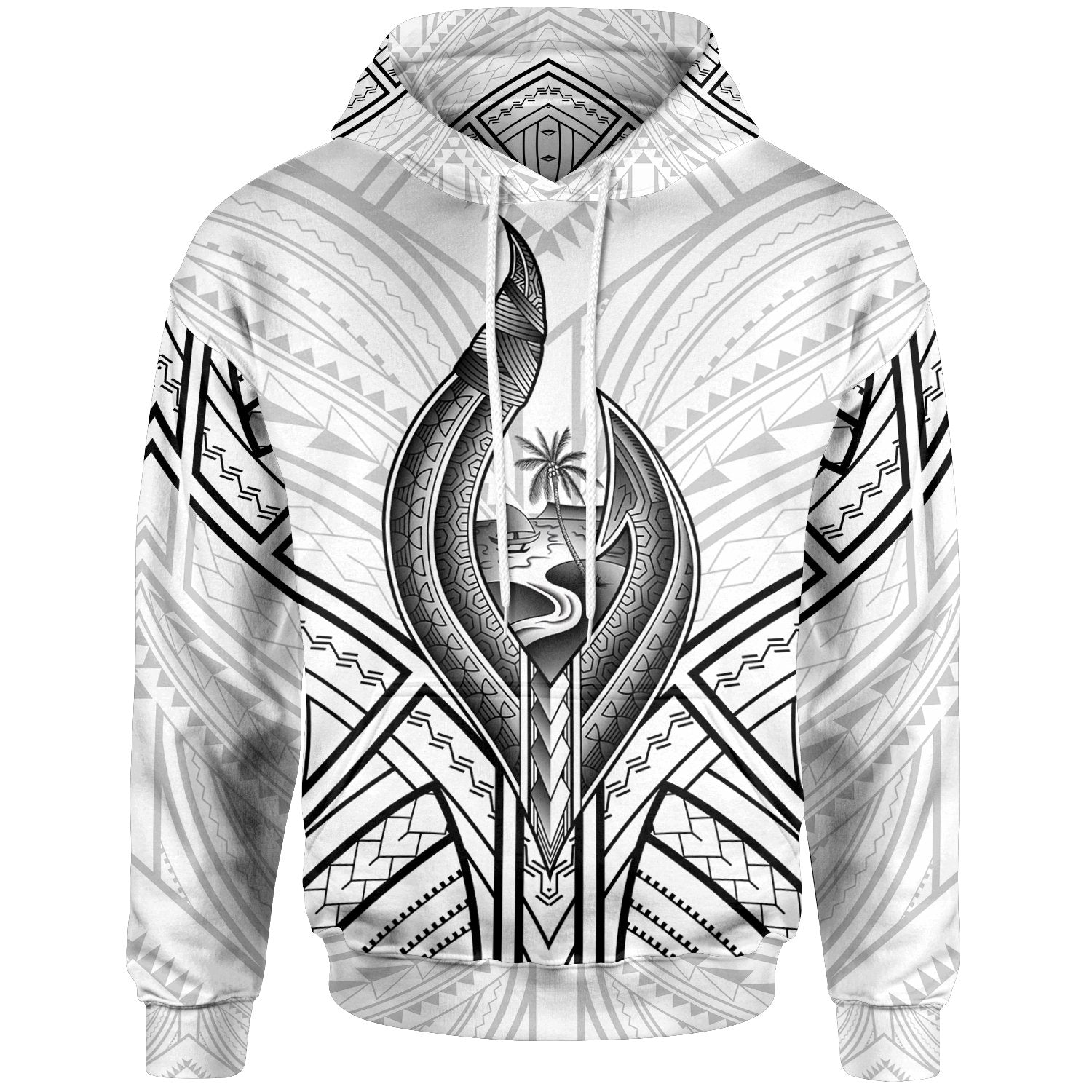 Guam Hoodie Guam Seal Chamorro Tribal Unisex White - Polynesian Pride