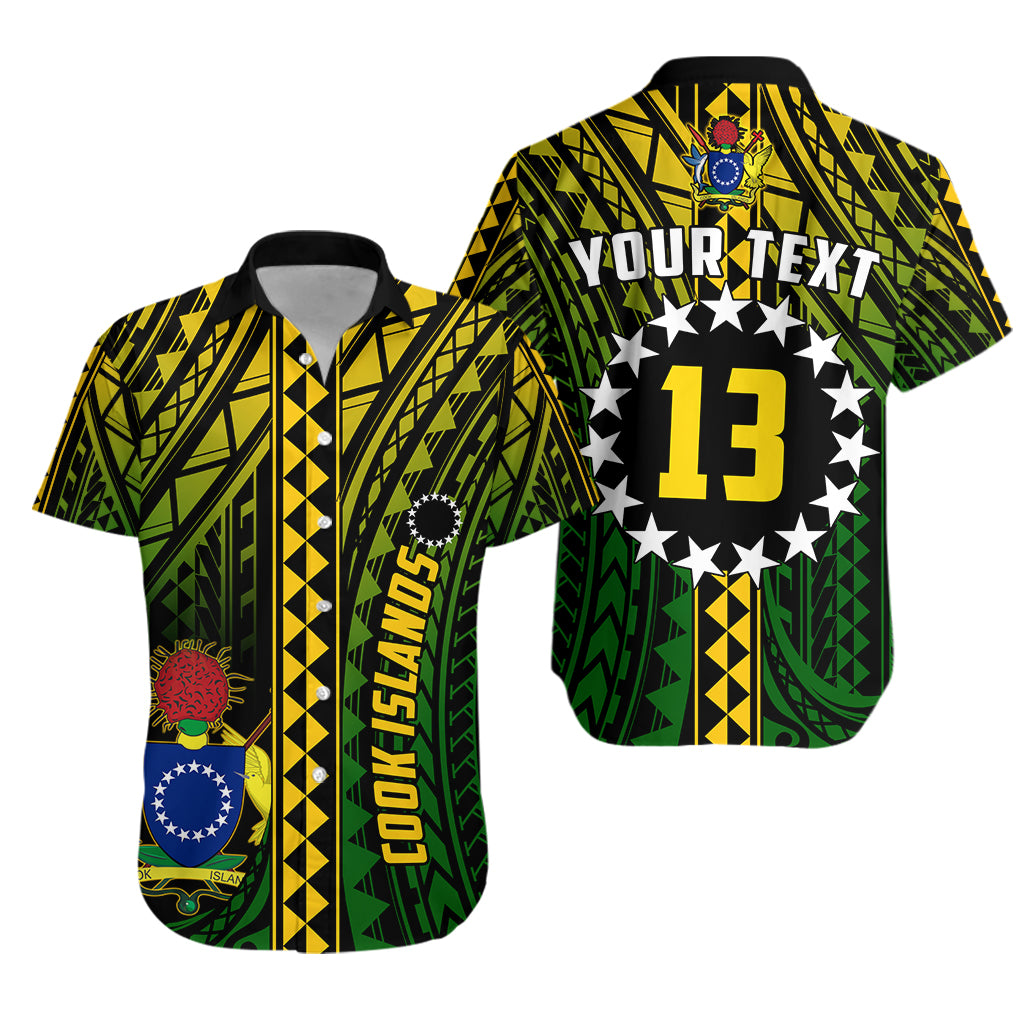 (Custom Text and Number) Cook Islands Hawaiian Shirt Polynesian Pattern Stars LT13 Unisex Black - Polynesian Pride