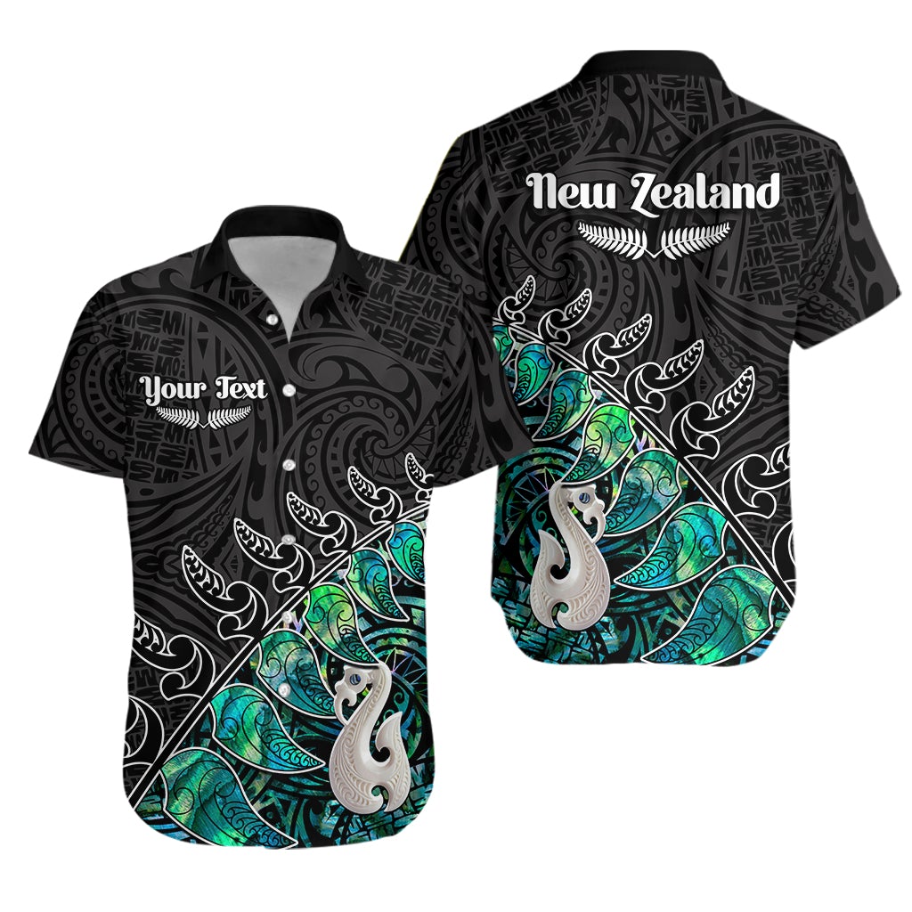 (Custom Personalised) New Zealand Maori Hawaiian Shirt Fern and Manaia Version Black LT13 Unisex Black - Polynesian Pride