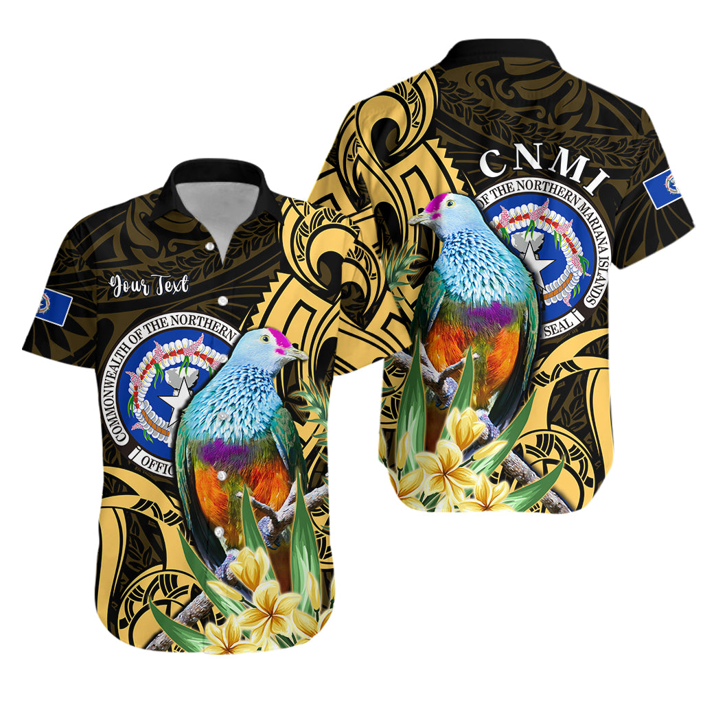 (Custom Personalised) Northern Mariana Islands Hawaiian Shirt Mariana Fruit Dove Mix Frangipani Flowers Gold LT13 - Polynesian Pride