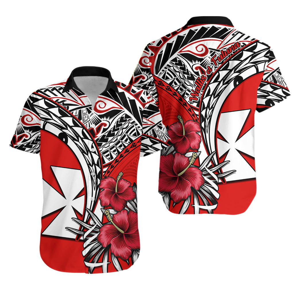 Wallis et Futuna Hawaiian Shirt Polynesian Pattern and Hibiscus Flowers Version Red LT13 Unisex Red - Polynesian Pride