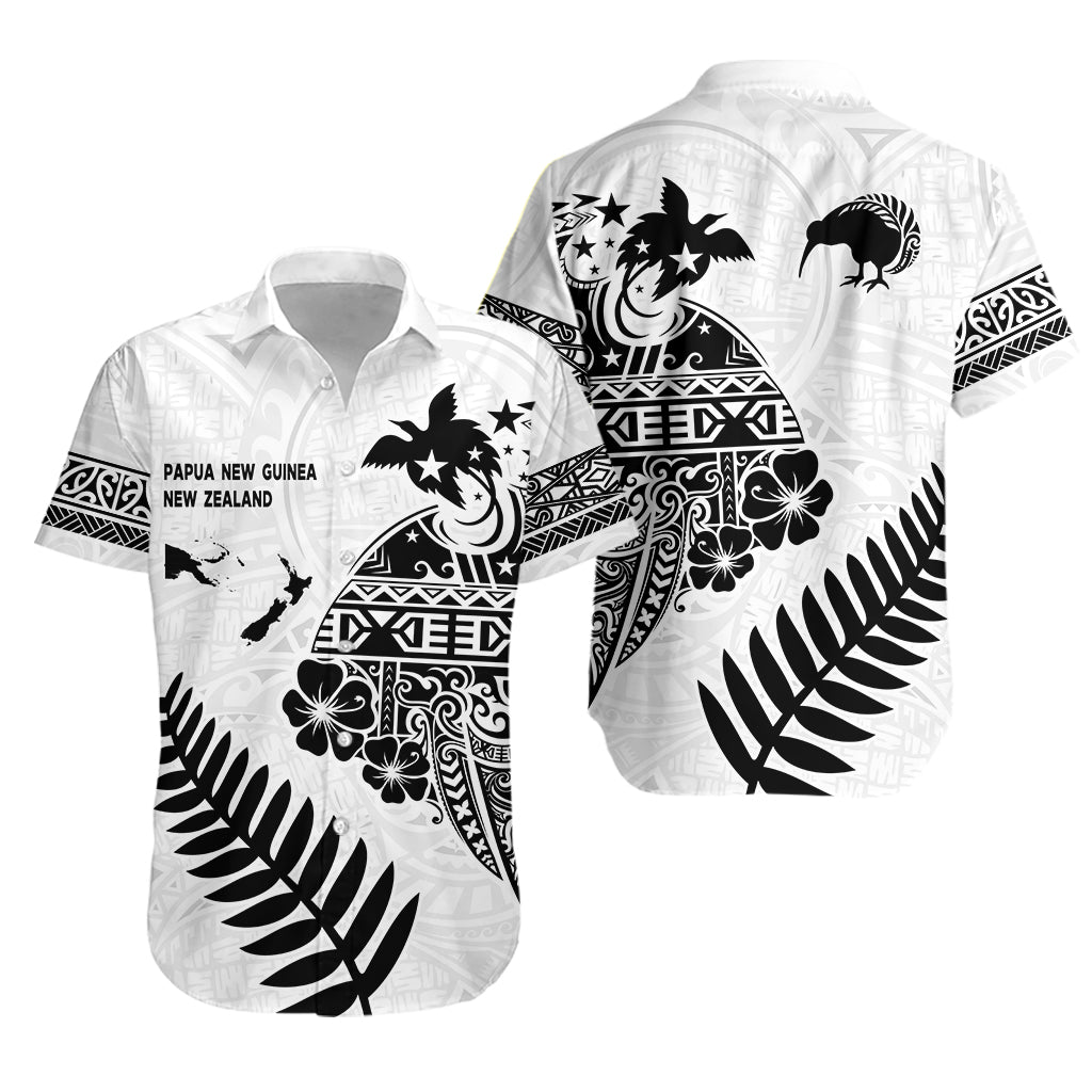 Papua New Guinea and New Zealand Hawaiian Shirt White Maori Polynesian LT13 Unisex White - Polynesian Pride