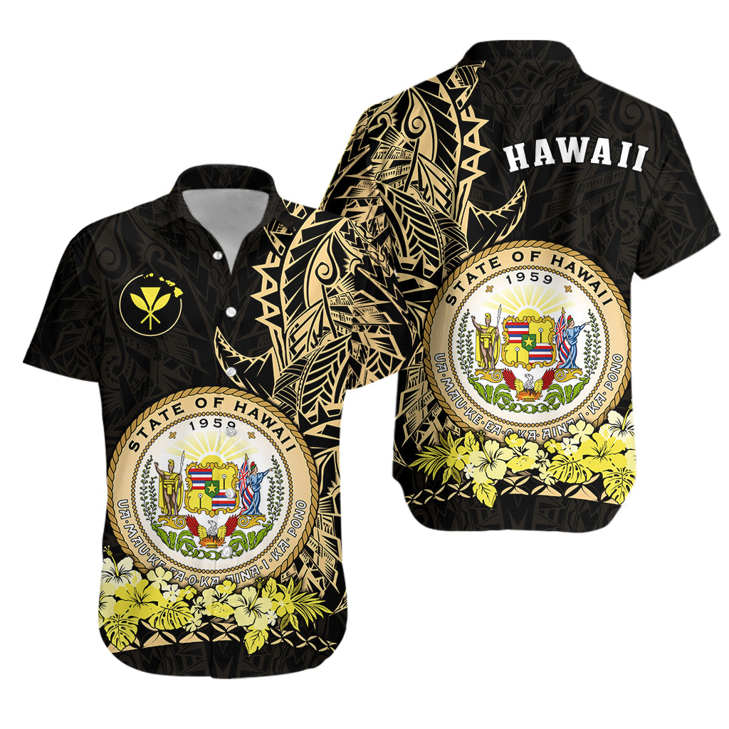 Hawaiian Polynesian Hawaiian Shirt Gold Seal of Hawaii LT13 Unisex Gold - Polynesian Pride