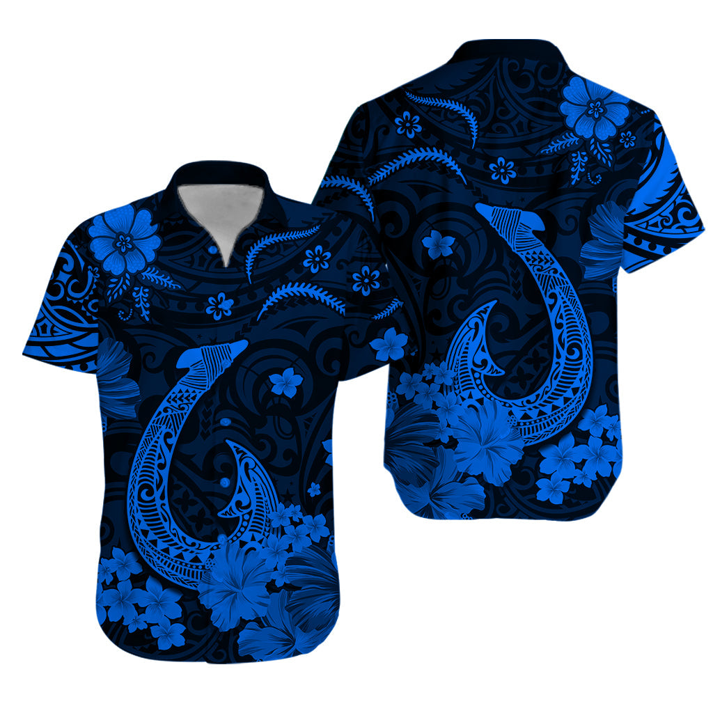 Polynesian Couple Outfits Hawaii Matching Dress and Hawaiian Shirt Polynesia Blue Fish Hook LT13 - Polynesian Pride