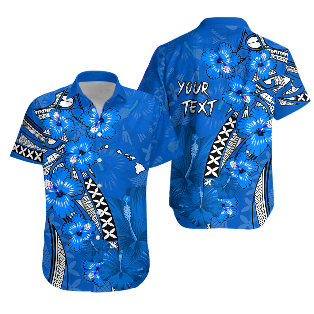 (Custom Personalised) Hawaii Hawaiian Shirt Polynesia Blue Hibiscus and Map Mystical LT13 Unisex Blue - Polynesian Pride