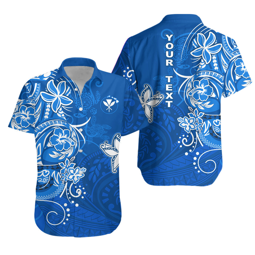 (Custom Personalised) Hawaii Hawaiian Shirt Polynesia Blue Sea Turtle Honu and Map LT13 Unisex Blue - Polynesian Pride
