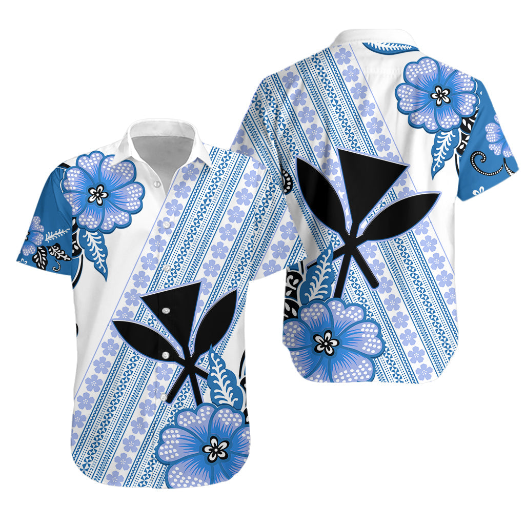 Hawaii Hawaiian Shirt Kakau Tribal Blue Batik Floral Ver.02 LT13 Unisex Blue - Polynesian Pride