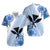 Hawaii Matching Dress and Hawaiian Shirt Kakau Tribal Batik Floral White Blue LT13 - Polynesian Pride