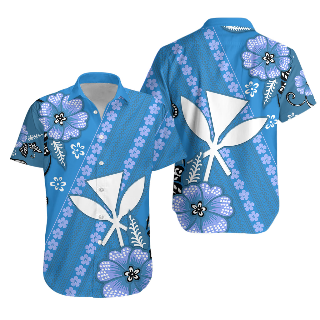 Hawaii Hawaiian Shirt Kakau Tribal Blue Batik Floral Ver.01 LT13 Unisex Blue - Polynesian Pride