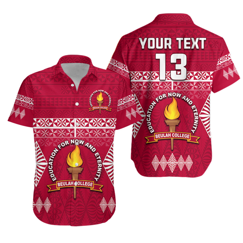 (Custom Text and Number) Beulah College Hawaiian Shirt Ngatu Pattern Tonga LT13 Unisex Maroon - Polynesian Pride