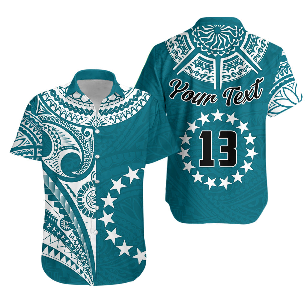 (Custom Text and Number) Cook Islands Tatau Hawaiian Shirt Symbolize Passion Stars Version Blue LT13 Unisex Blue - Polynesian Pride