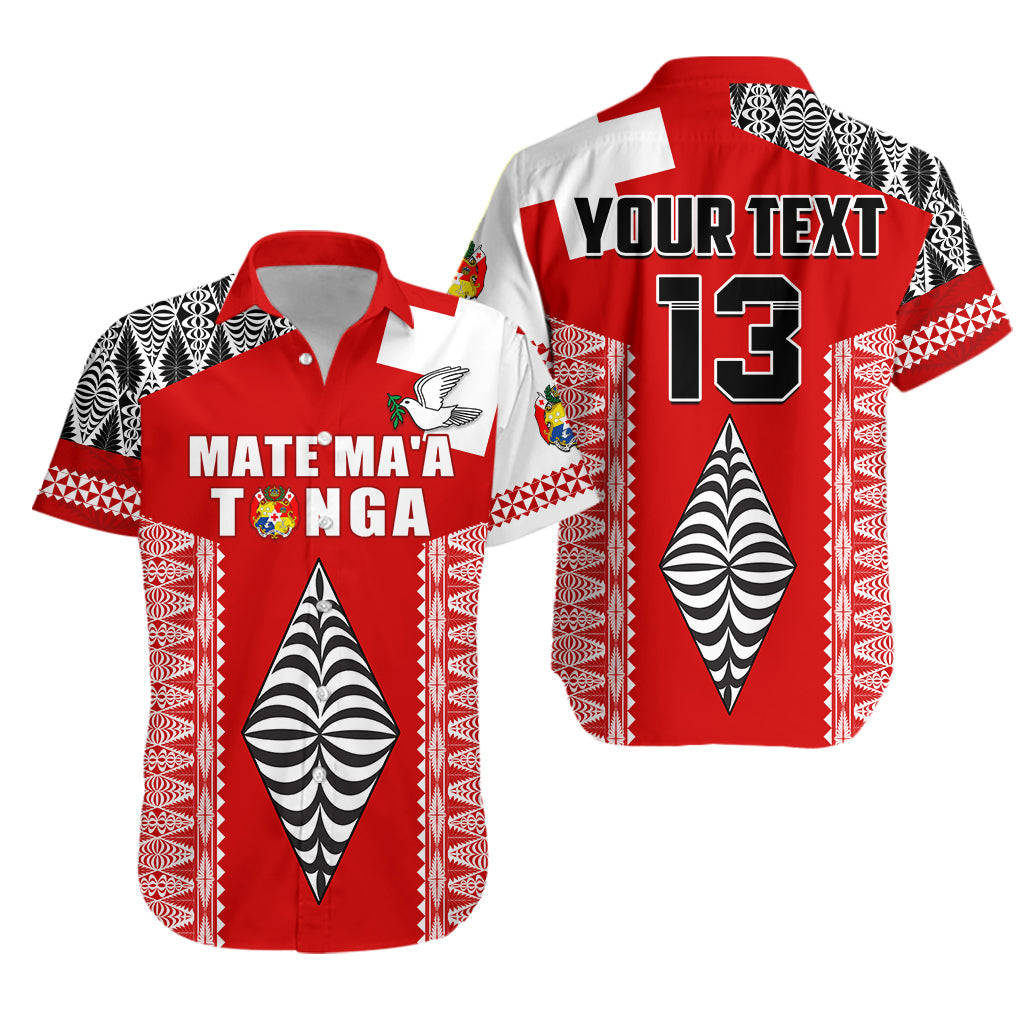 (Custom Text and Number) Tonga Rugby Hawaiian Shirt Kupesi Ngatu Mate Maa Tonga LT13 Unisex Red - Polynesian Pride