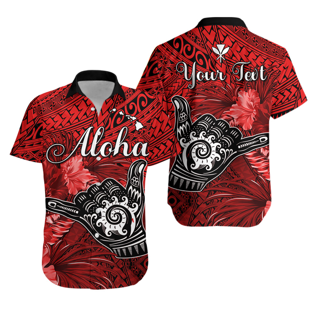 (Custom Personalised) The Shaka Hawaii Hawaiian Shirt Tropical Flowers Red Version LT13 Unisex Red - Polynesian Pride