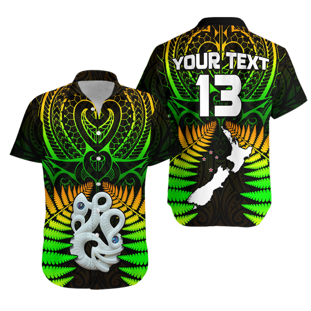 (Custom Text and Number) Aotearoa Fern Hawaiian Shirt New Zealand Hei Tiki Special Style LT13 Unisex Green - Polynesian Pride