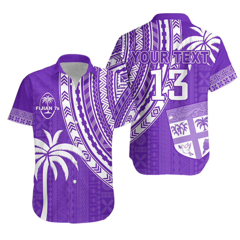 (Custom Text and Number) Fiji Rugby Sevens Hawaiian Shirt Fijian 7s Tapa Polynesian Purple LT13 Unisex Purple - Polynesian Pride