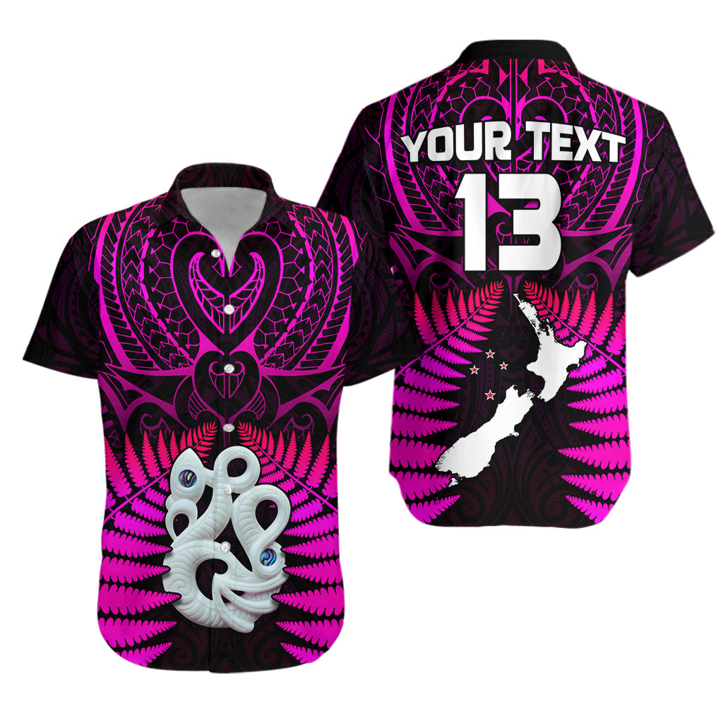 (Custom Text and Number) Aotearoa Fern Hawaiian Shirt New Zealand Hei Tiki Purple Style LT13 Unisex Purple - Polynesian Pride