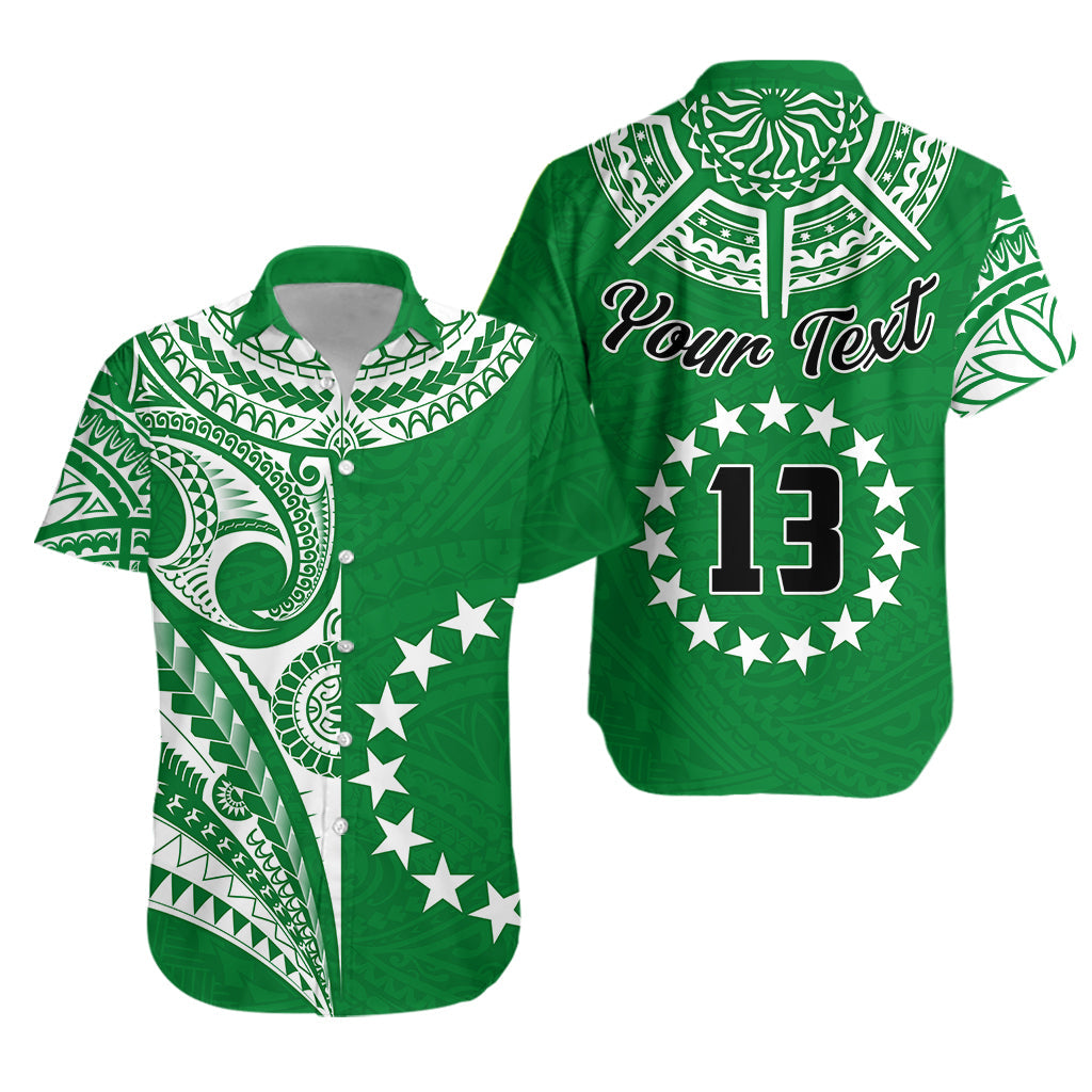 (Custom Text and Number) Cook Islands Tatau Hawaiian Shirt Symbolize Passion Stars Version Green LT13 Unisex Green - Polynesian Pride