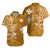 Custom Wallis et Futuna Matching Dress and Hawaiian Shirt Polynesia Gold Sea Turtle and Flowers LT13 - Polynesian Pride