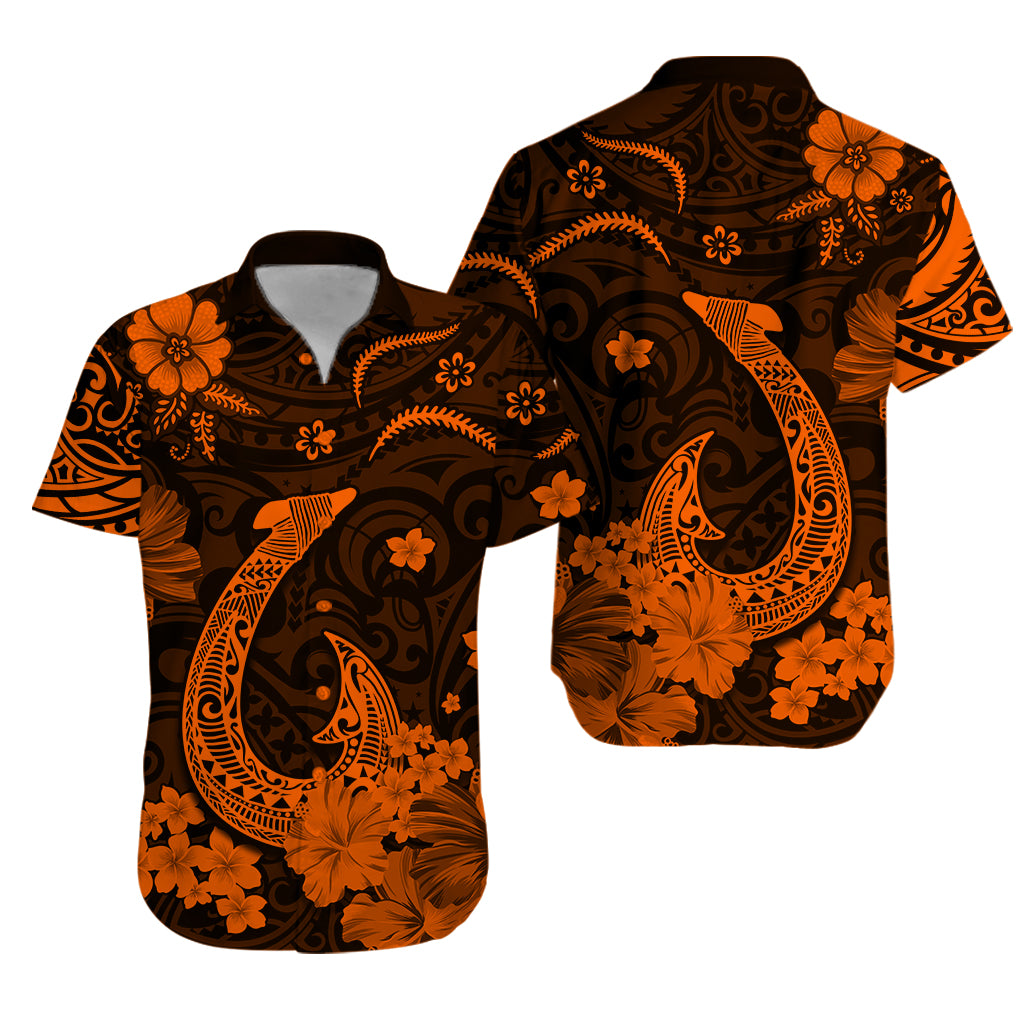 Hawaii Hawaiian Shirt Polynesia Orange Fish Hook LT13 Unisex Orange - Polynesian Pride