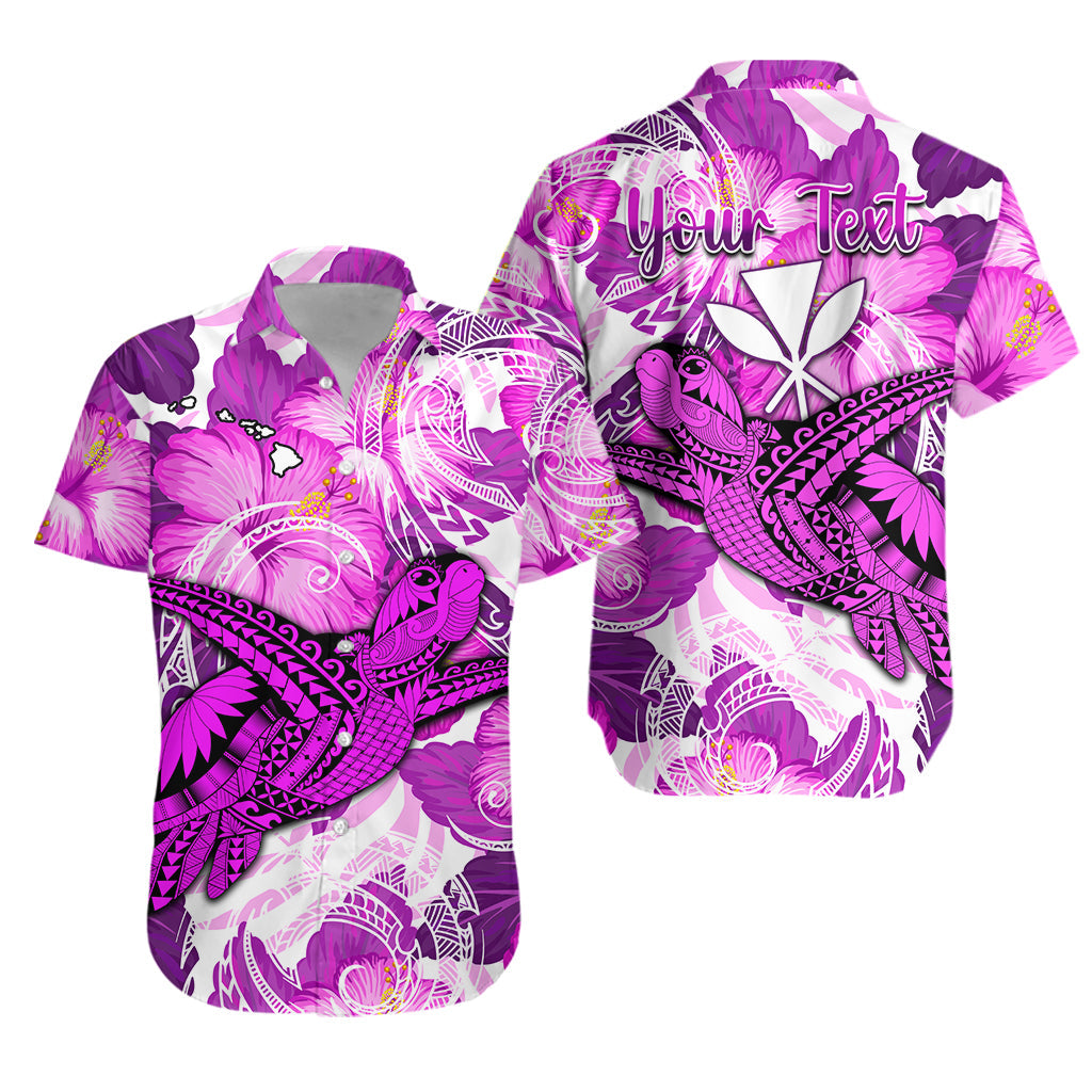 (Custom Personalised) Hawaii Hawaiian Shirt Pink Polynesian Turtle and Hibiscus LT13 Unisex Pink - Polynesian Pride