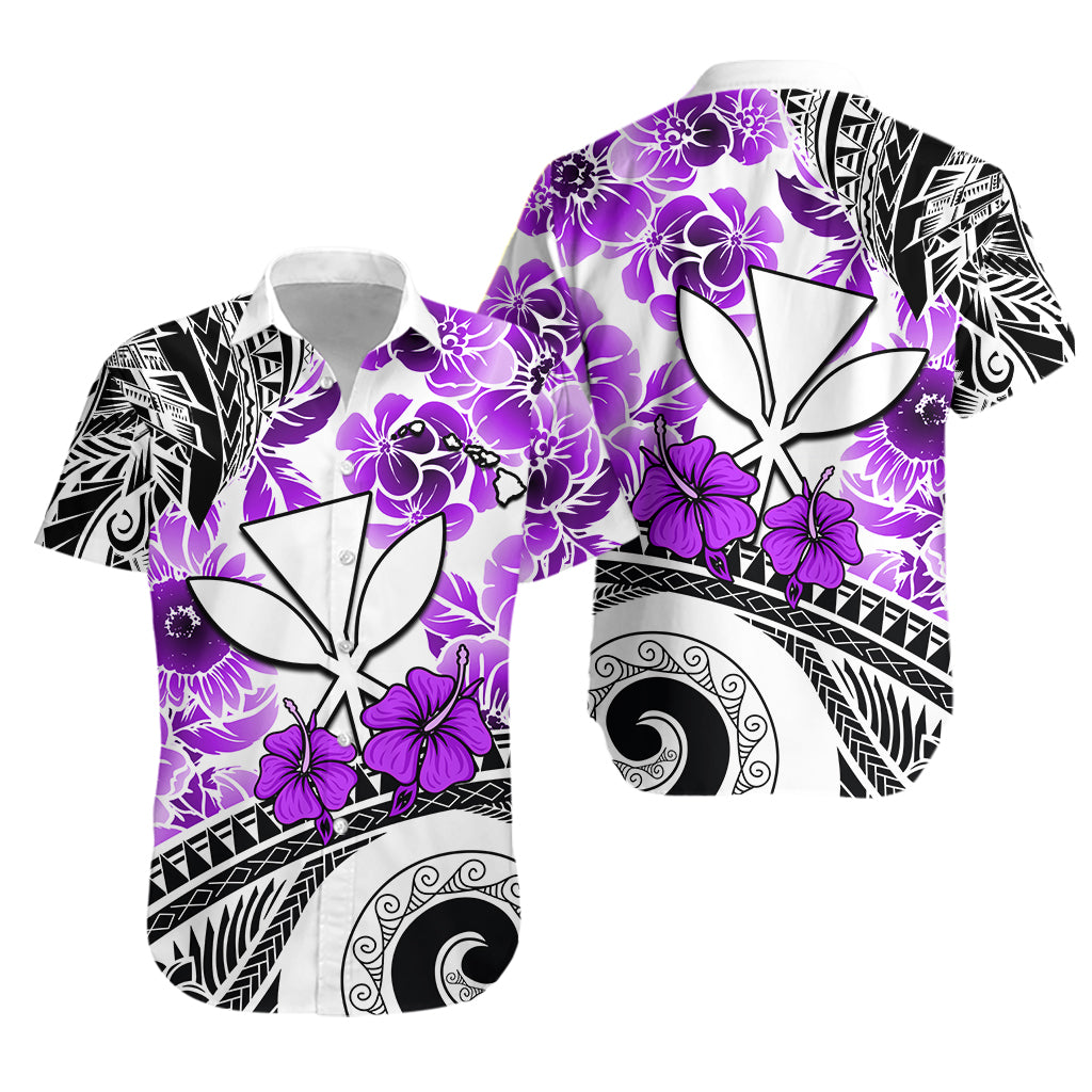 Hawaii Hawaiian Shirt Polynesian and Purple Hibiscus LT13 Unisex Purple - Polynesian Pride