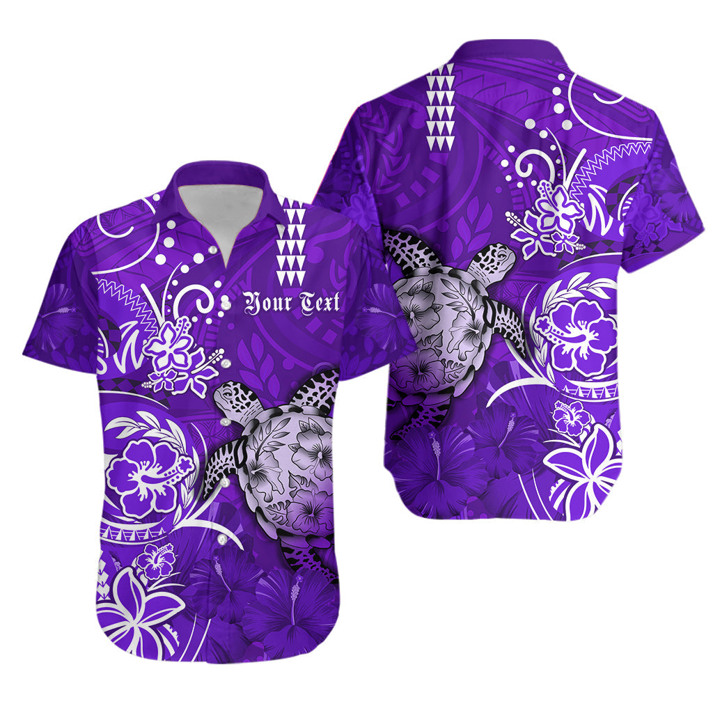 (Custom Personalised) Hawaii Hawaiian Shirt Polynesia Purple Sea Turtle Honu and Hibiscus LT13 Unisex Purple - Polynesian Pride