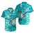 (Custom Personalised) Hawaii Hawaiian Shirt Polynesia Turquoise Sea Turtle Honu and Hibiscus LT13 Unisex Turquoise - Polynesian Pride