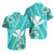 Hawaii Matching Dress and Hawaiian Shirt Kakau Tribal Turquoise Batik Floral Ver.01 LT13 - Polynesian Pride