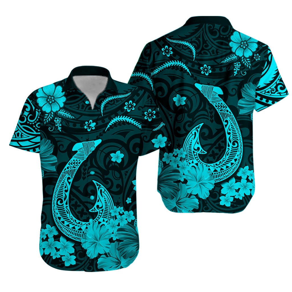 Hawaii Hawaiian Shirt Polynesia Turquoise Fish Hook LT13 Unisex Turquoise - Polynesian Pride