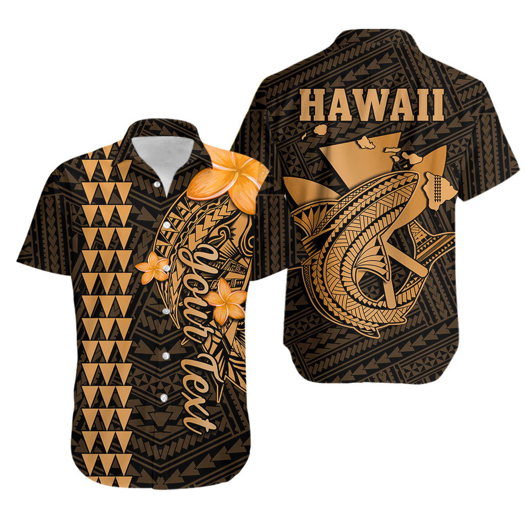 (Custom Personalised) Hawaii Hawaiian Shirt Kakau Kanaka Maoli Combine Polynesian Shark Ver.01 LT14 Unisex Gold - Polynesian Pride