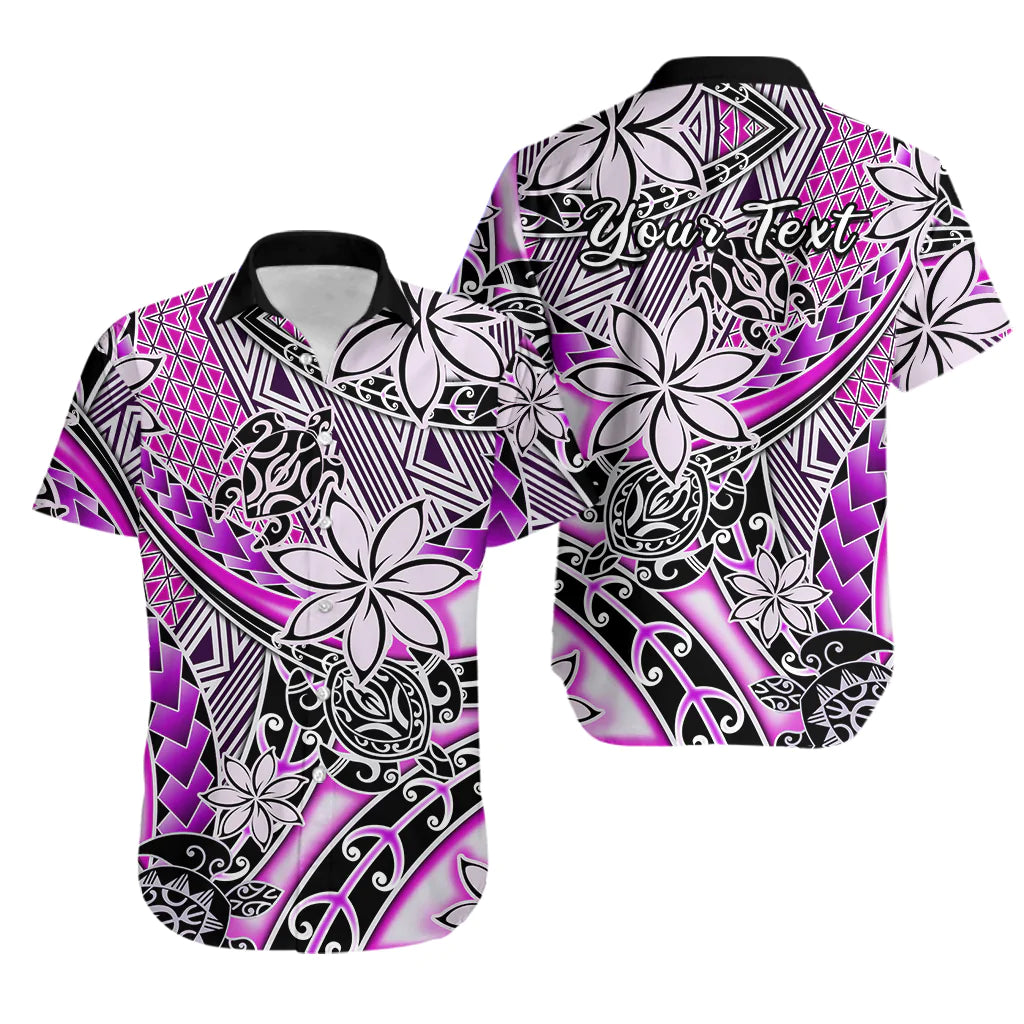 (Custom Personalised) Hawaii Hawaiian Shirt Tribal Plumeria With Polynesian Turtle Ver.02 LT14 Purple - Polynesian Pride